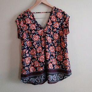 Daniel Rainn DR2 floral bordered blouse Stitch Fix